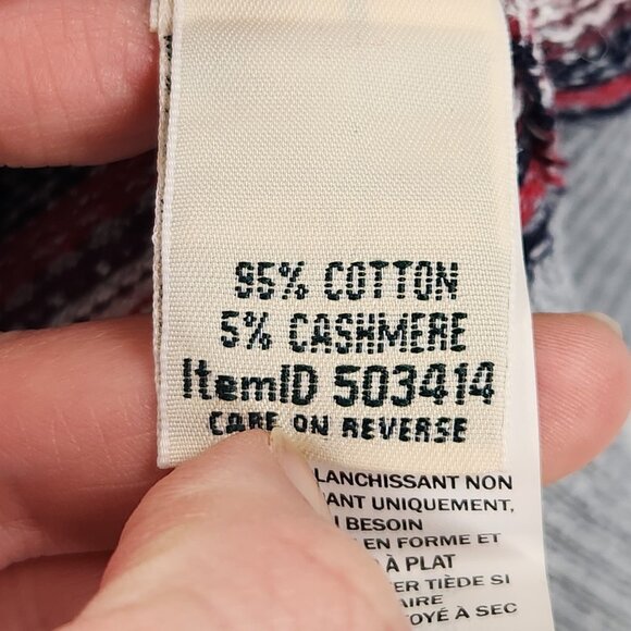 LL Bean Sweater Womens XS Petite Gray Striped Turtleneck Cotton Cashmere Blend - Picture 7 of 10